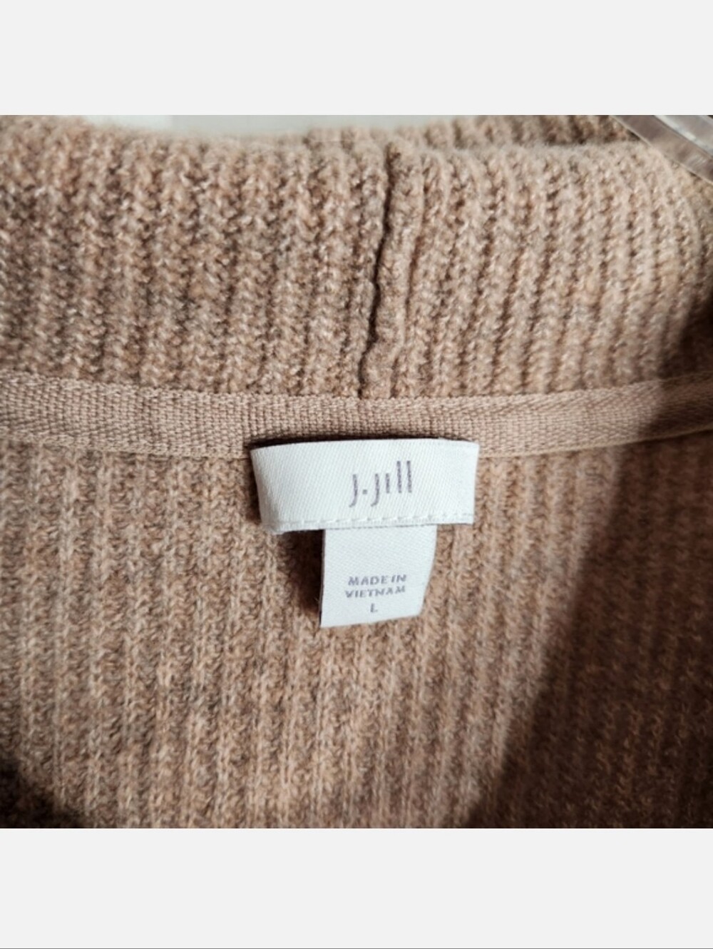 J.Jill sweater womens Large cowl neck colorblock tan white black - Picture 2 of 5